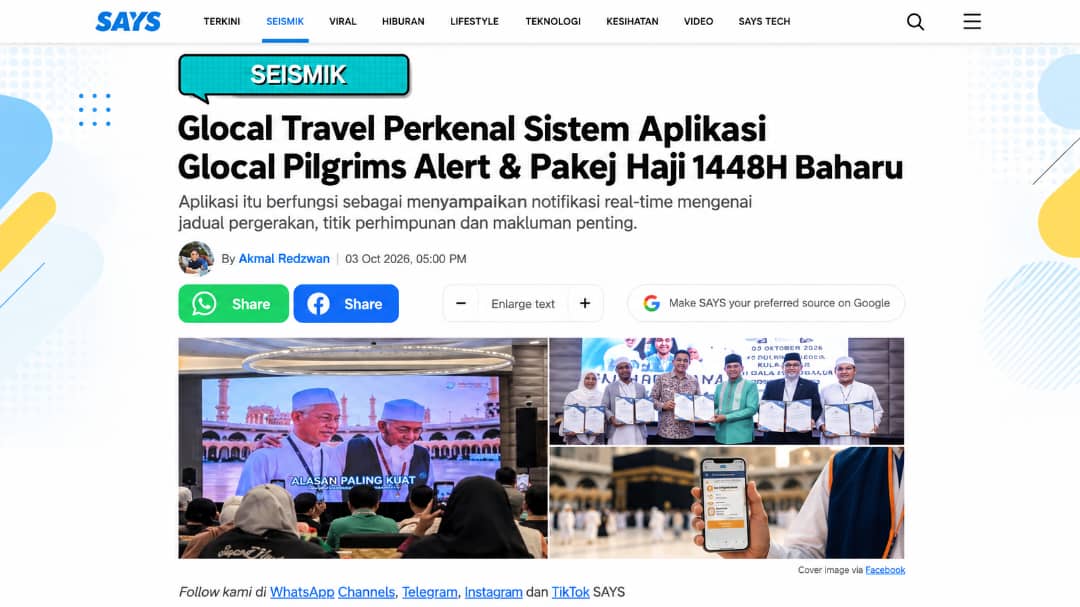 Says : Glocal Travel Perkenal Sistem Aplikasi Glocal Pilgrims Alert 